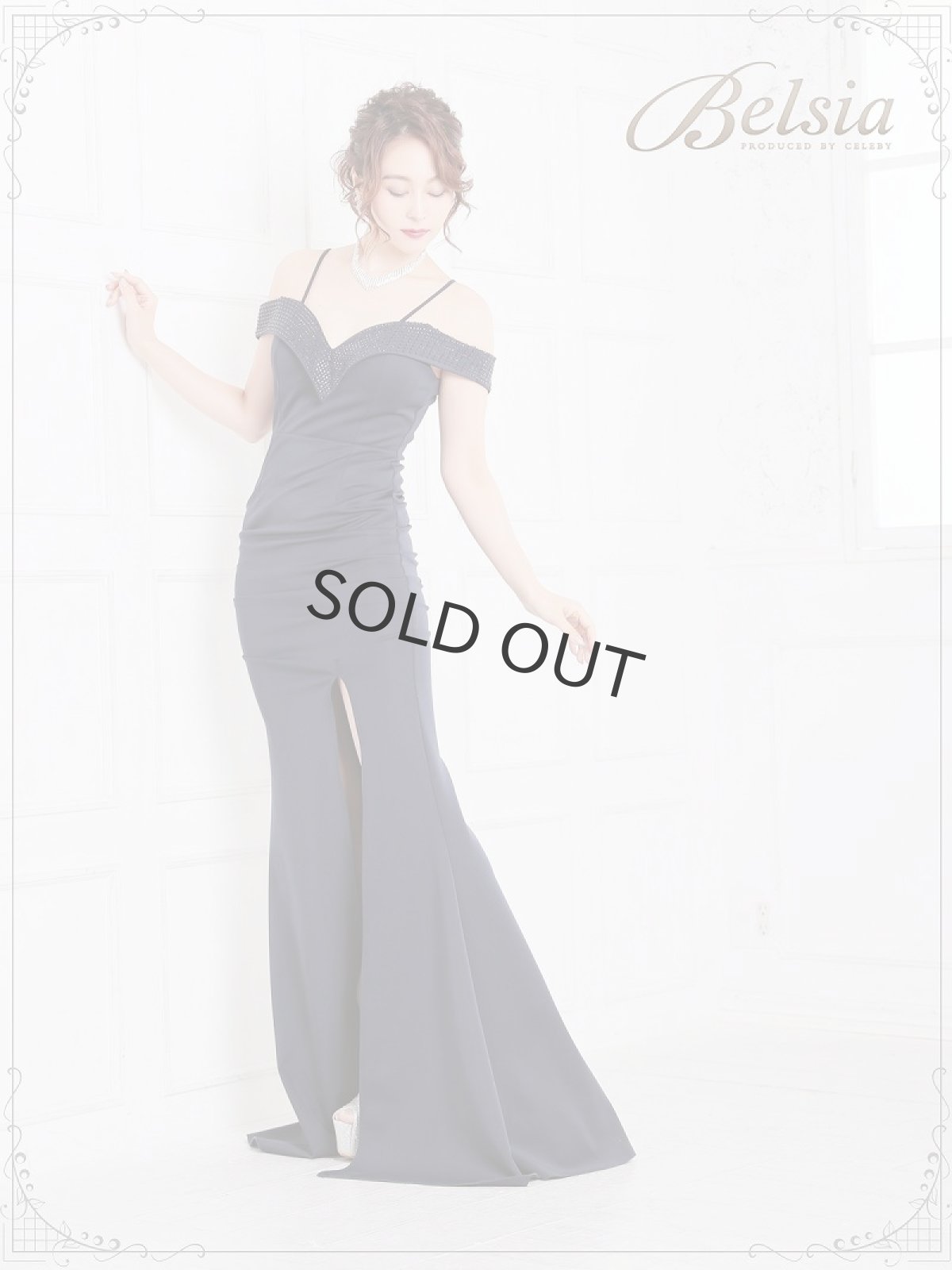 画像3: オフショル ロング キャバドレス スリット 大きいサイズ Belsia(S/M/L/XL)(ブラック/ホワイト/ネイビー/ピンク/レッド) (3)