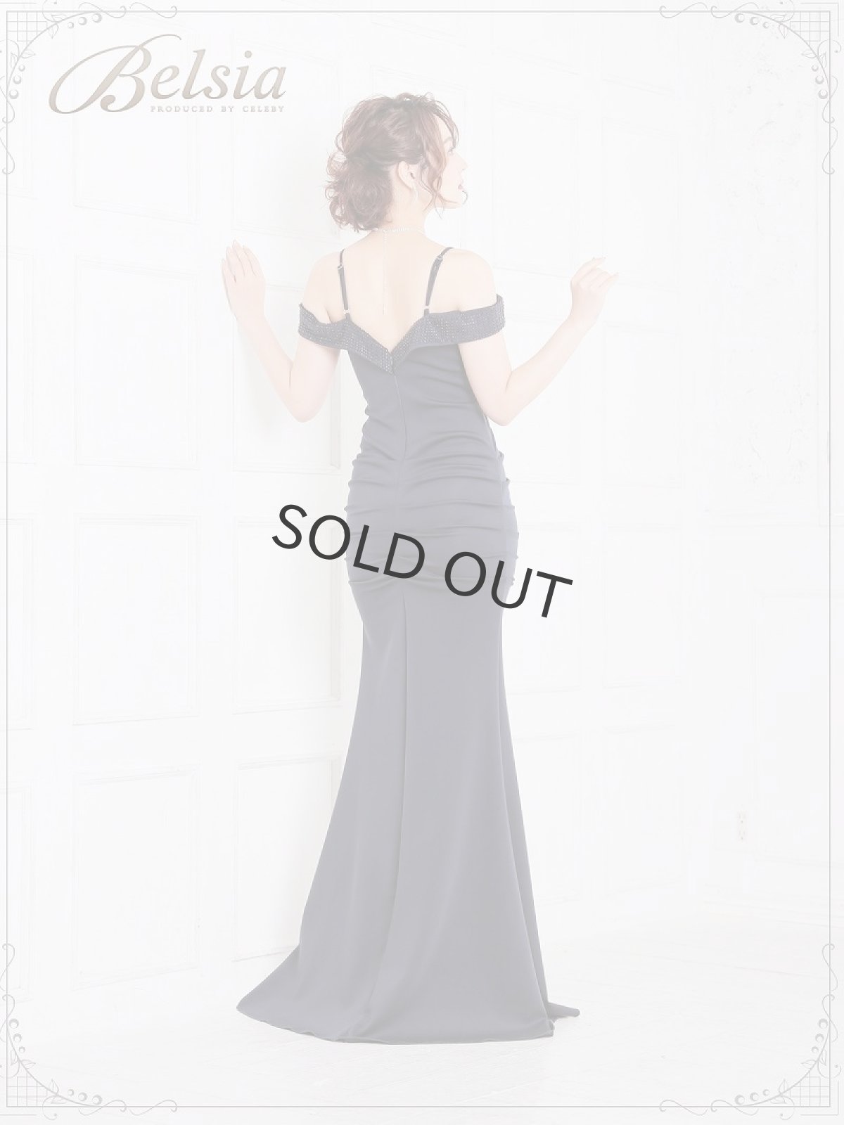 画像4: オフショル ロング キャバドレス スリット 大きいサイズ Belsia(S/M/L/XL)(ブラック/ホワイト/ネイビー/ピンク/レッド) (4)