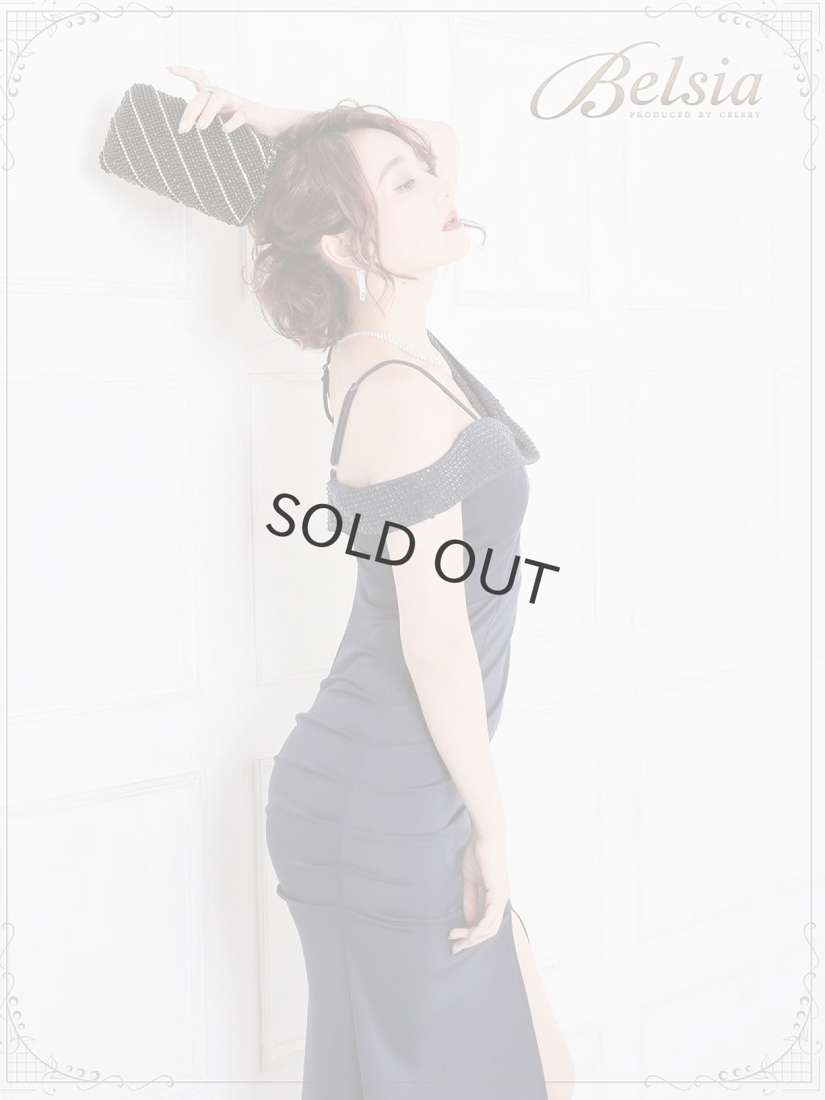 画像5: オフショル ロング キャバドレス スリット 大きいサイズ Belsia(S/M/L/XL)(ブラック/ホワイト/ネイビー/ピンク/レッド) (5)