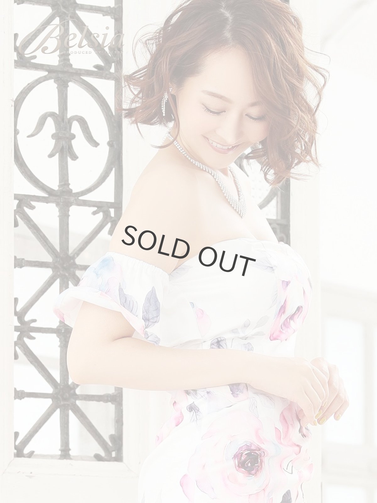 画像3: ミニ ドレス 花柄 薔薇柄 オフショルダー Belsia(S/M/L)(ホワイト/ネイビー) (3)