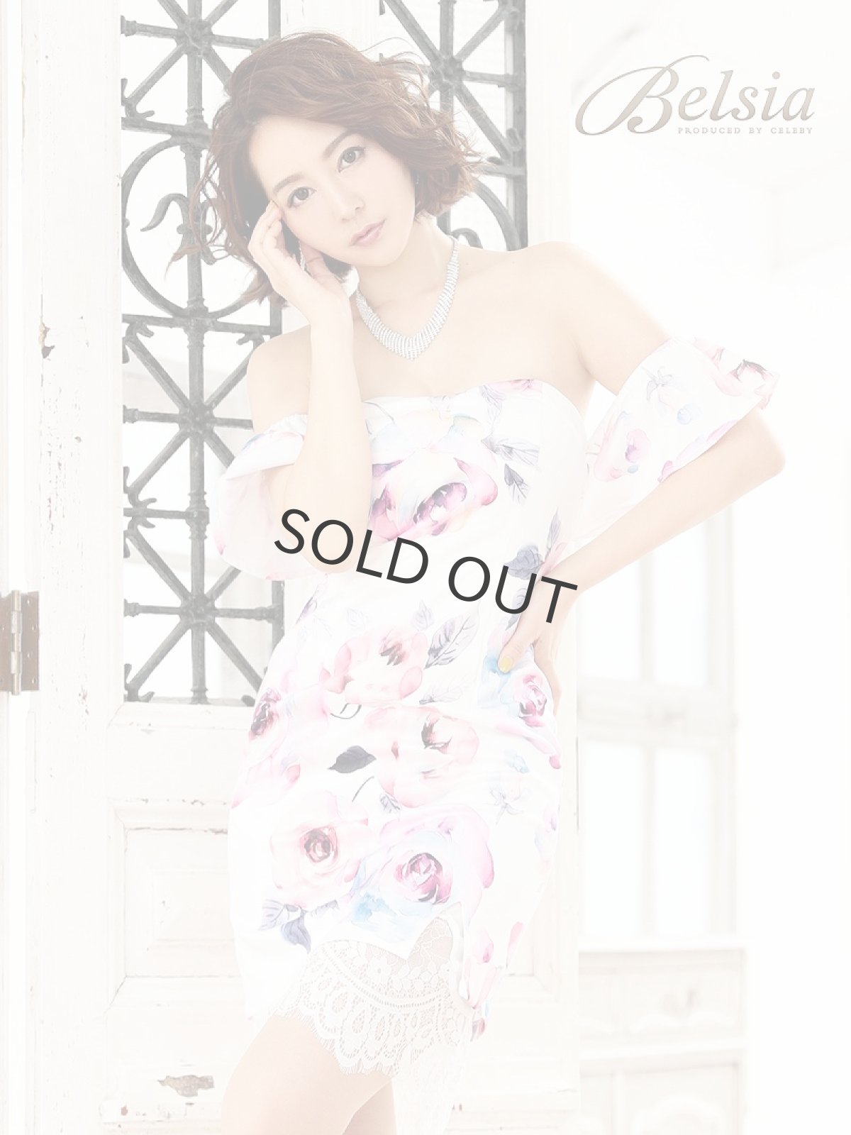 画像5: ミニ ドレス 花柄 薔薇柄 オフショルダー Belsia(S/M/L)(ホワイト/ネイビー) (5)