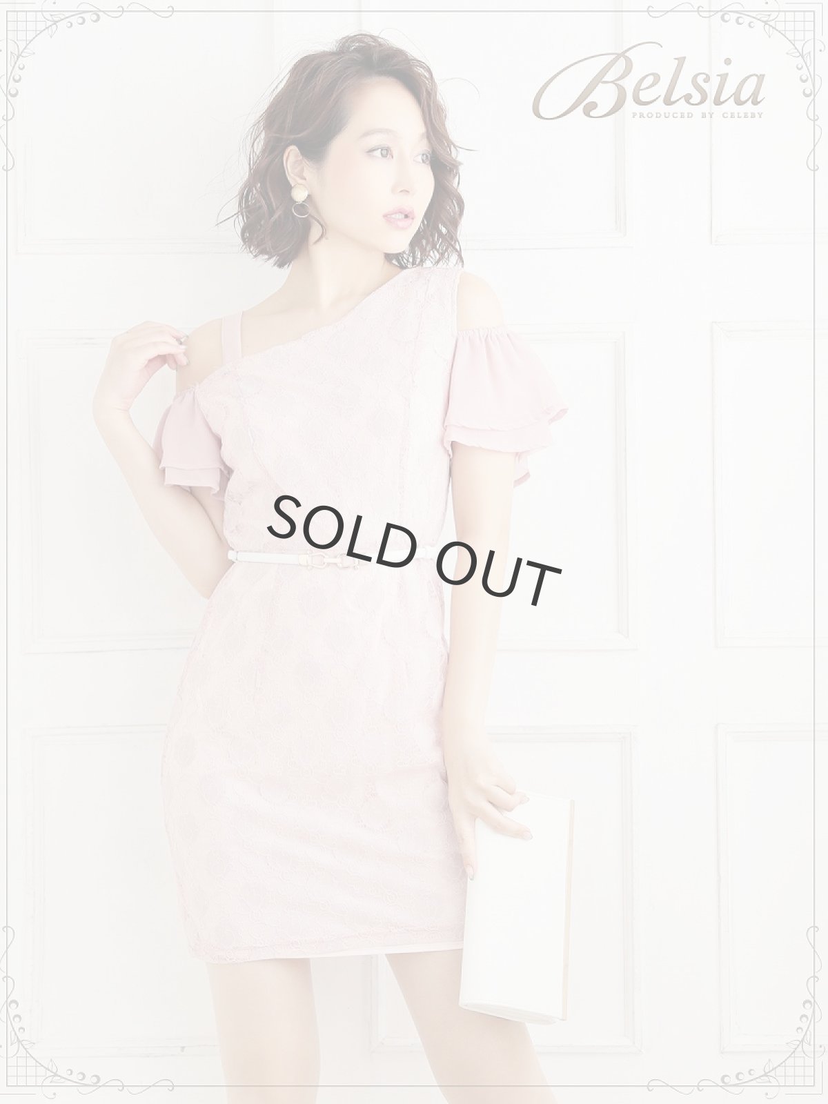 画像3: ドット 水玉 ワンショルダー ミニドレス キャバクラ Belsia(S/M/L)(ピンク/アイボリー) (3)