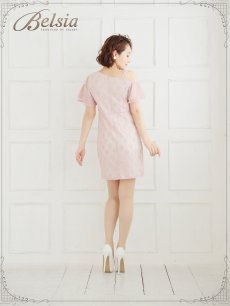 画像5: ドット 水玉 ワンショルダー ミニドレス キャバクラ Belsia(S/M/L)(ピンク/アイボリー) (5)