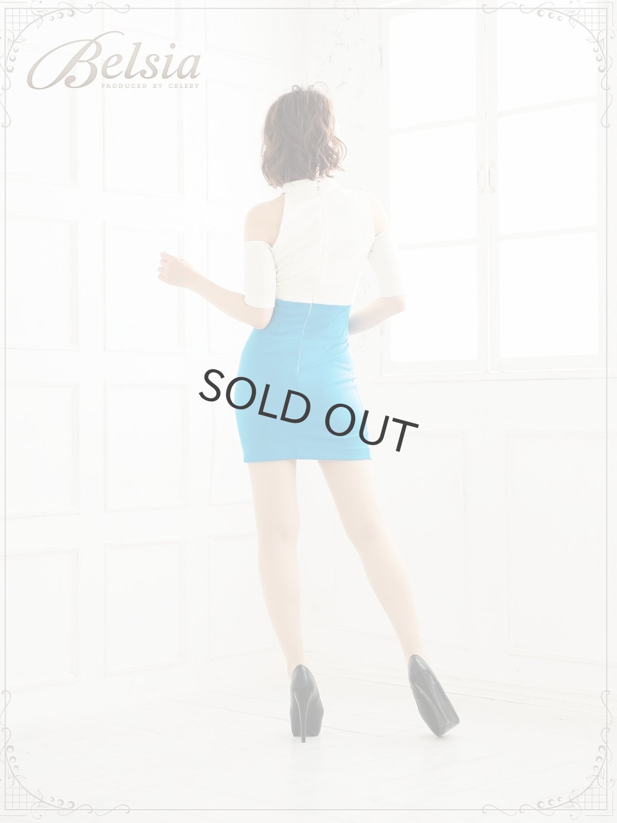 画像3: ワンピース ミニ チョーカー ワンショル タイト Belsia(M)(ブラック/ホワイト) (3)