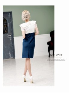 画像5: ラッフルフリル レース袖 ウエストスピンドル 韓国ドレス スリット DaysPiece(S/M/L/XL)(ターコイズ/ブルー) (5)