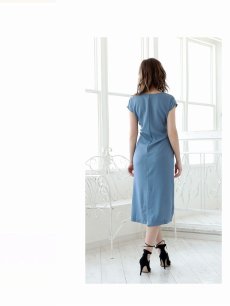 画像4: ワンピース キャバドレス ワンピース 膝丈 袖付き 半袖 ワンカラー DaysPiece(M)(ピンク/ブルー/ブラック) (4)