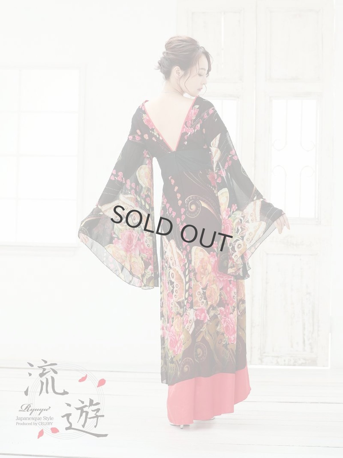 画像4: キャバドレス 和柄 キャバクラ ドレス 花柄 和柄 花魁ドレス 流遊(S/M/L/XL)(レッド) (4)