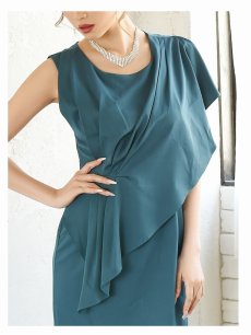 画像3: 膝丈 ミニドレスパーティードレス ワンカラー アシンメトリー ミディ丈 Belsia(S/M/L)(ブラック/ブルー/レッド) (3)