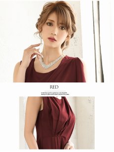 画像5: 【Belsia】アシンメトリーフリルドレープワンピース 加賀美早紀 着用ドレス ワンカラー膝丈キャバワンピース【ベルシア】(S/M/L)(ブラック/ブルー/レッド) (5)