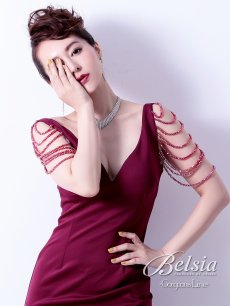 画像2: ロング ドレス スリット クリスマス ストレッチ Belsia(S/M/L)(ワイン/ホワイト/ブラック) (2)