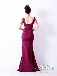 画像3: ロング ドレス スリット クリスマス ストレッチ Belsia(S/M/L)(ワイン/ホワイト/ブラック) (3)