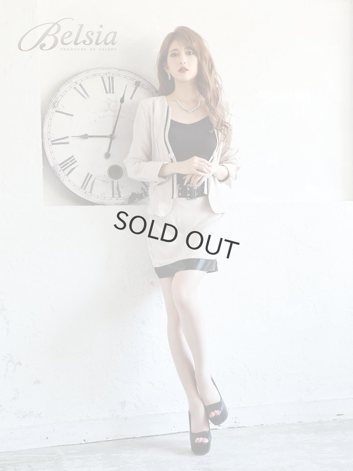 画像2: 大きいサイズ タイト コンパニオンスーツ スカートスーツ セットアップスーツ Belsia(S/M/L/XL)(ネイビー/ブラック/ベージュ) (2)