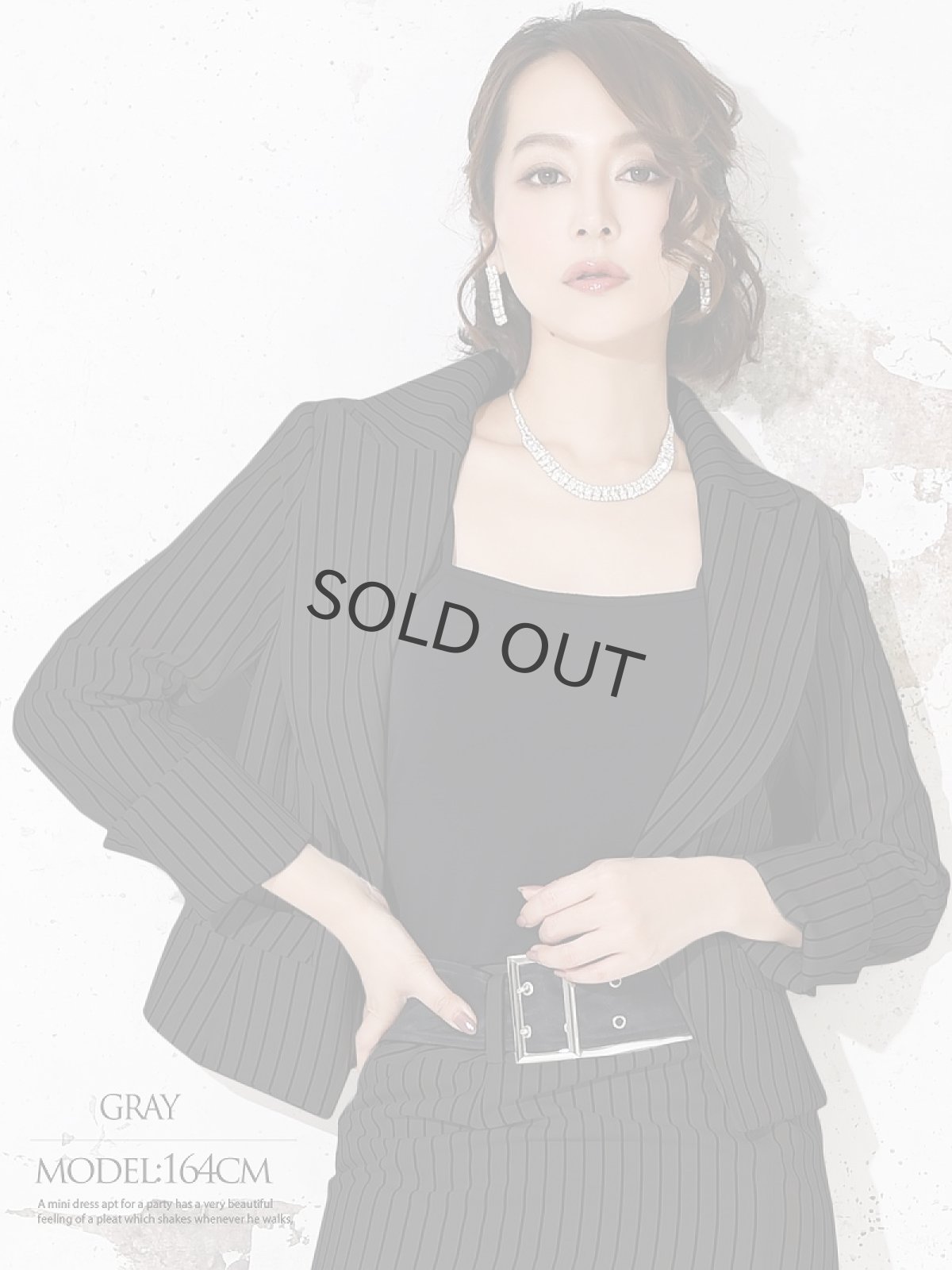 画像4: ストライプ 膝丈 スカート キャバスーツ コンパニオン Belsia.LUX(S/M/L/XL)(ブルー/ワイン/ホワイト/グレー) (4)