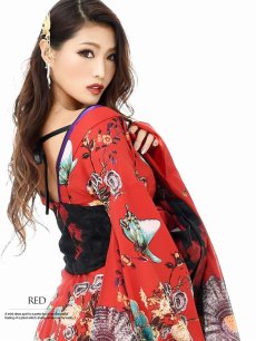 画像4: キャバドレス 和柄 花魁 着物ドレス 赤 和柄 キャバドレス 流遊(M/L)(レッド) (4)