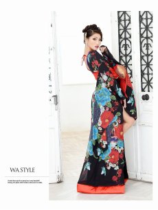 画像4: キャバドレス 和柄 着物ドレス 花魁 和柄 黒 ダンス衣装 流遊(M/L)(ブラック) (4)