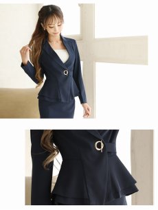 画像3: キャバスーツ スカート ミニ フォーマル コンパニオン 単色 Belsia(S/M/L/2L/3L)(ネイビー/ブラック) (3)