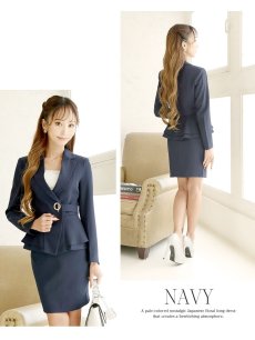 画像4: キャバスーツ スカート ミニ フォーマル コンパニオン 単色 Belsia(S/M/L/2L/3L)(ネイビー/ブラック) (4)