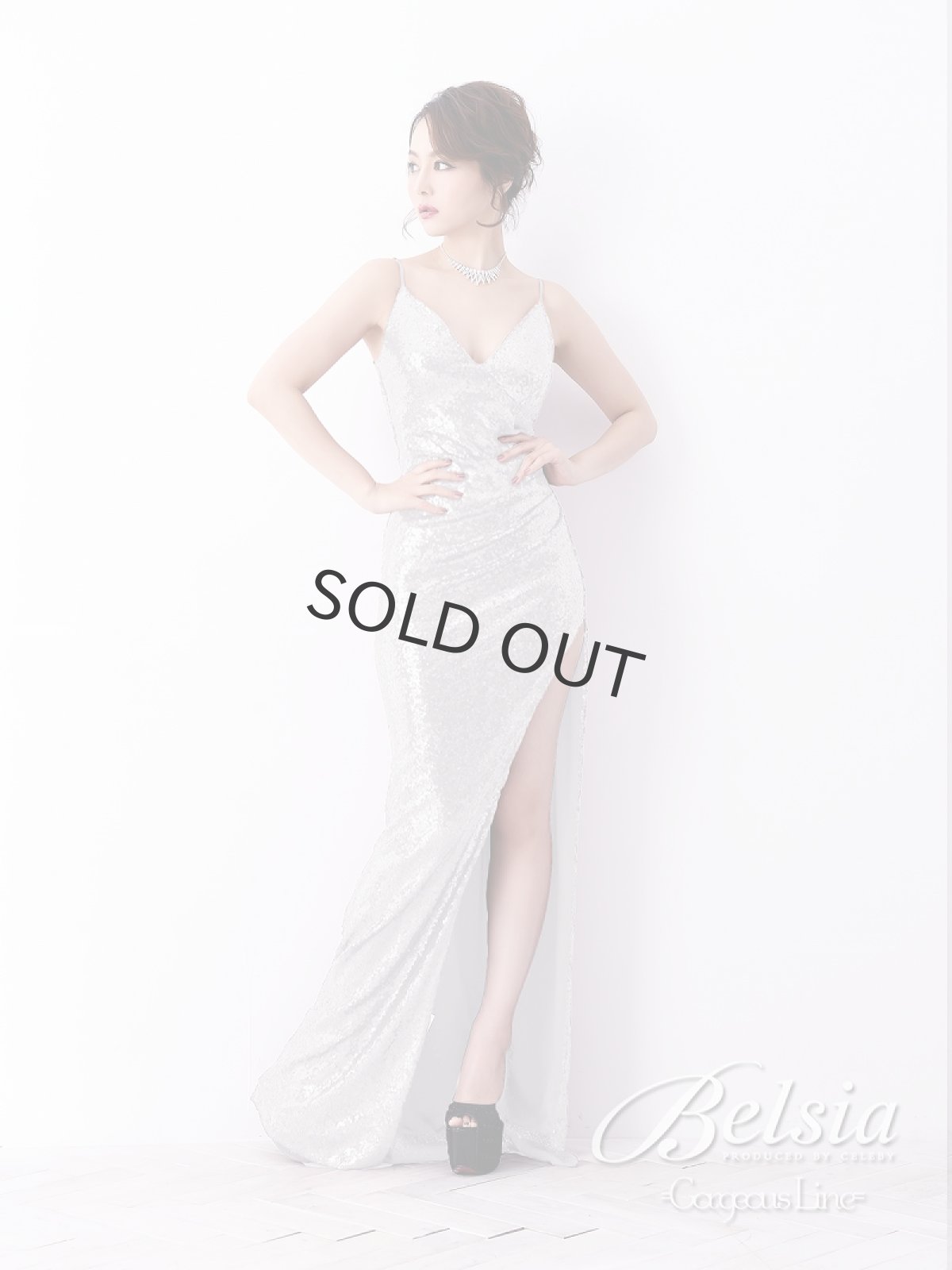 画像4: スリット スパンコール マーメイド キャバ嬢 ロングドレス Belsia(S/M/L)(ブラック/ホワイト/レッド) (4)