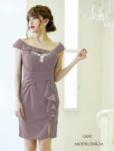 画像4: タイト ミニドレス ワンカラー 谷間魅せ キャバクラ Belsia(S/M/L)(ワイン/ブラック/ターコイズ/グレー) (4)
