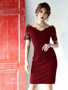 画像5: ミニドレス オフショル タイト キャバ嬢 ワンカラー Belsia(S/M/L/XL)(ブラック/ワイン) (5)
