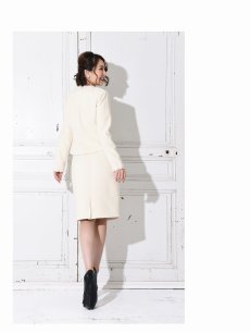 画像5: ノーカラー 13号 ツイードスーツ レディーススーツ フォーマル Belsia.LUX(S/M/L/XL)(ホワイト/グレー) (5)