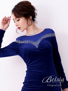 画像3: ベロア ロングドレス 袖付き マーメイド 長袖 Belsia(M/L)(レッド/ブラック/ブルー) (3)