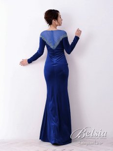 画像4: ベロア ロングドレス 袖付き マーメイド 長袖 Belsia(M/L)(レッド/ブラック/ブルー) (4)