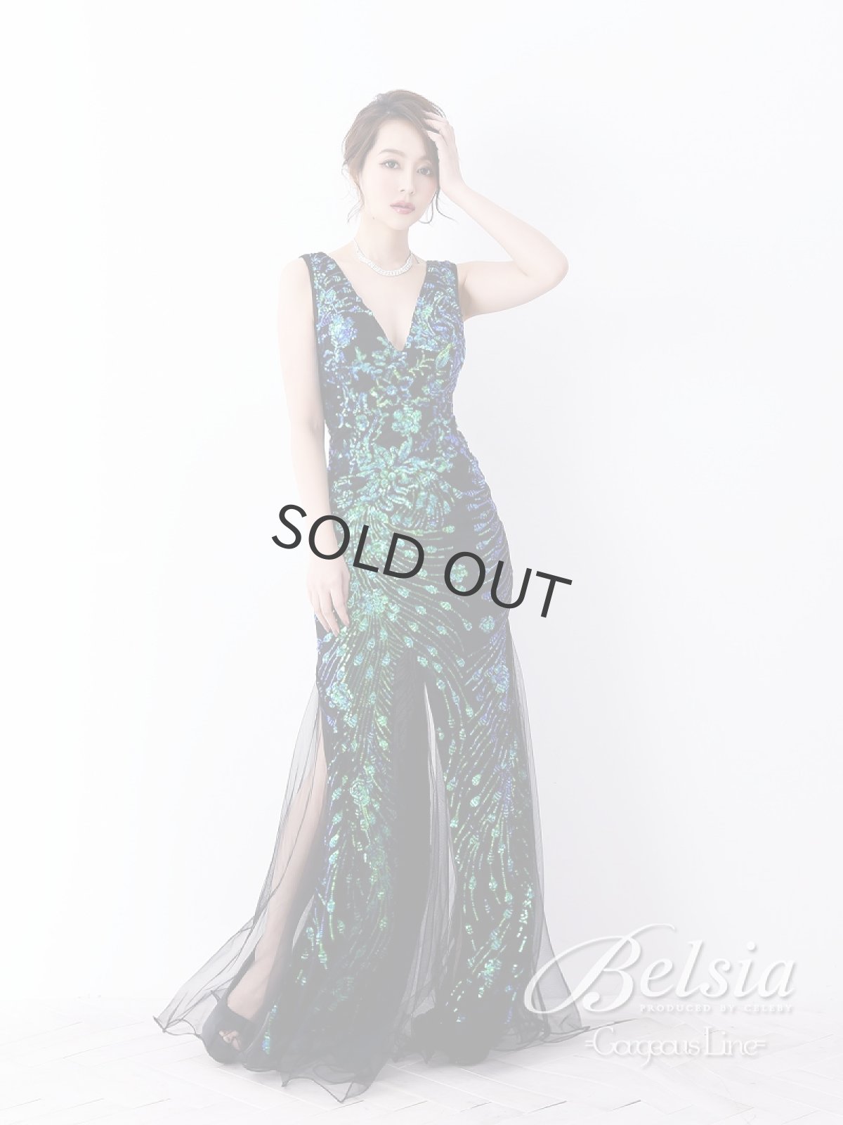 画像2: マーメイド スパンコール ロングドレス キャバ嬢 ストレッチ Belsia(S/M/L)(ブラック/レッド) (2)