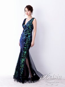 画像4: マーメイド スパンコール ロングドレス キャバ嬢 ストレッチ Belsia(S/M/L)(ブラック/レッド) (4)