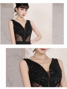画像3: キャバドレス ロング ロング 無地 ノースリーブ 谷間 マーメイド Belsia(S/M/L)(ブラック/レッド/ホワイト) (3)