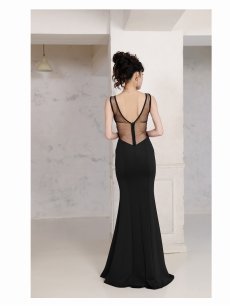 画像4: キャバドレス ロング ロング 無地 ノースリーブ 谷間 マーメイド Belsia(S/M/L)(ブラック/レッド/ホワイト) (4)