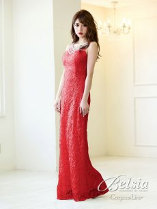 画像4: ビジュー レース ロングドレス スパンコール キャバ嬢 Belsia(S/M/L)(レッド/ホワイト/ブラック) (4)