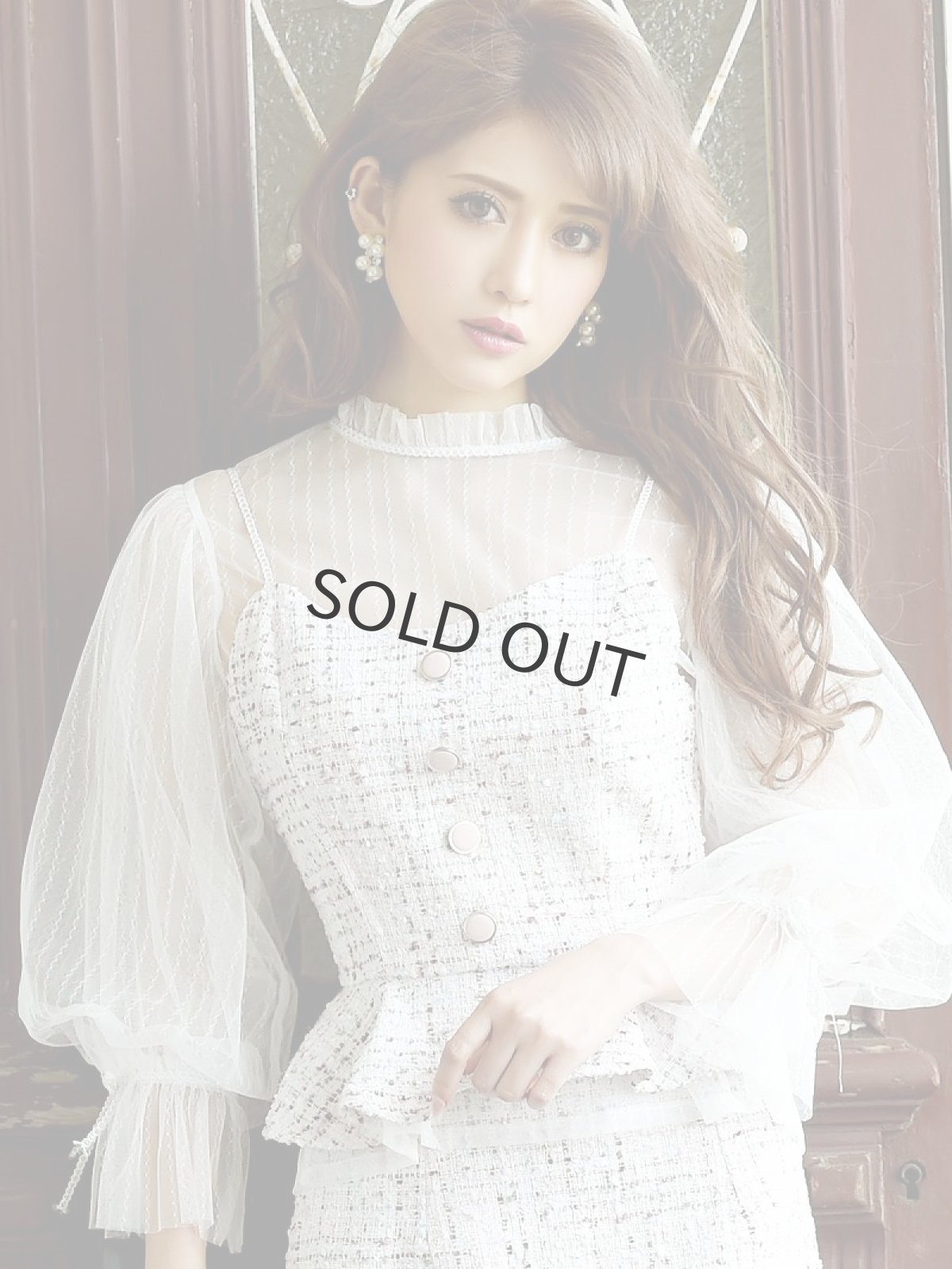 画像3: ツイード 2p セットアップ ペプラム ドレス Belsia(S/M/L)(ピンク) (3)