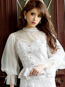 画像3: ツイード 2p セットアップ ペプラム ドレス Belsia(S/M/L)(ピンク) (3)