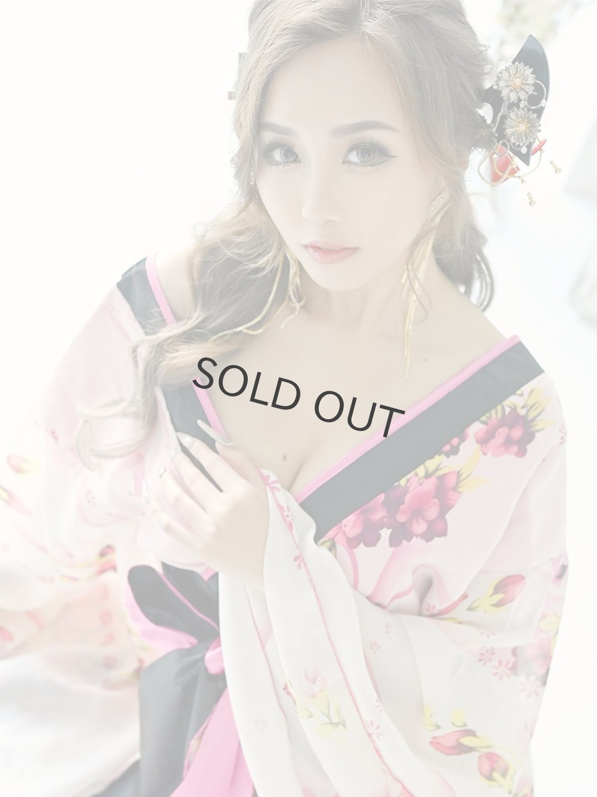 画像5: キャバドレス 和柄 花柄 中ミニ 花魁 着物ドレス 和柄 流遊(S/M/L/XL(2L))(ピンク/グリーン/パープル) (5)