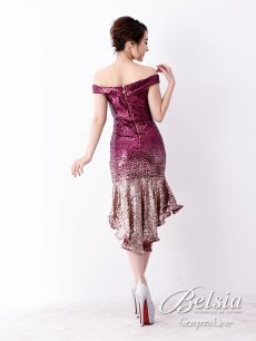 画像3: スパンコール ミニドレス キャバ嬢 オフショル マーメイド Belsia(S/M/L)(ブルー/レッド) (3)