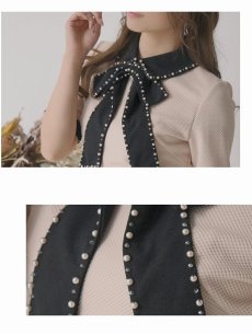 画像3: ※一部予約販売※キャバドレス ミニ キャバドレス ベージュ 五分袖 ストレッチ 上品 Belsia(S/M/L/XL)(【削除】ブラック) (3)