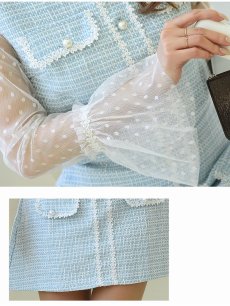 画像3: ツイード セットアップ ドレス キャバ嬢 ミニドレス Belsia(S/M/L)(ブルー/ホワイト) (3)