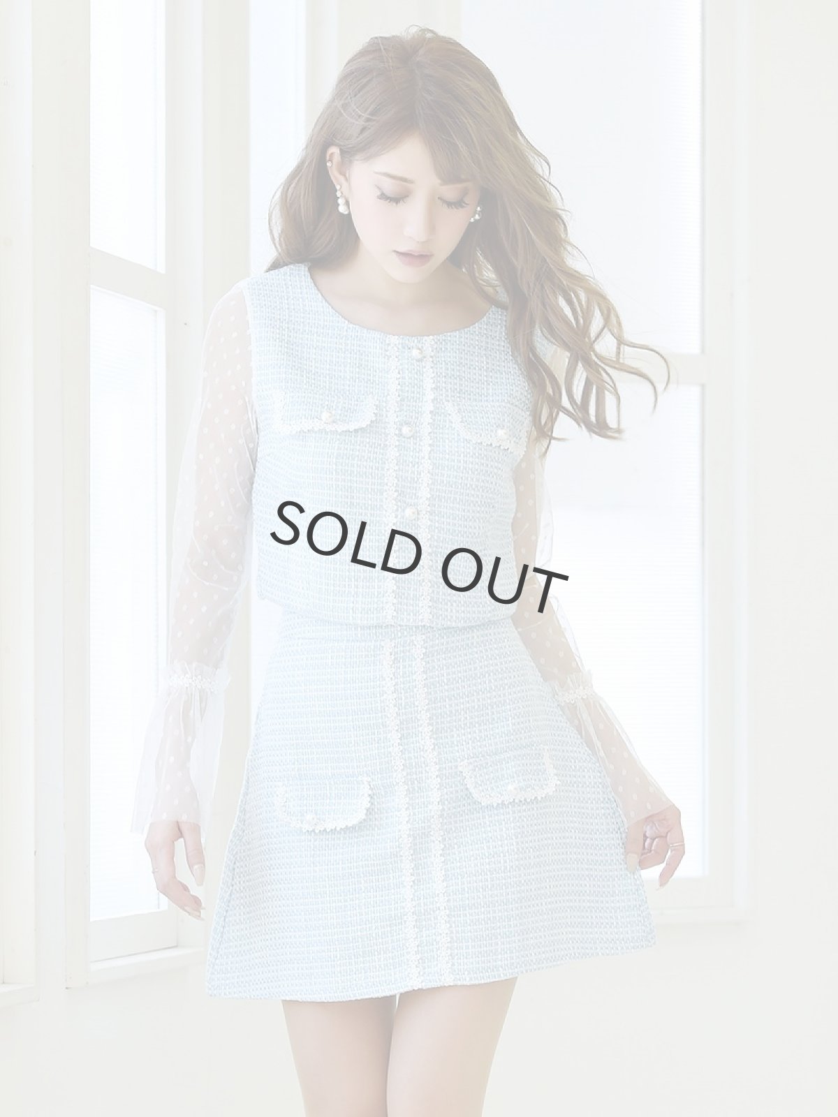 画像5: ツイード セットアップ ドレス キャバ嬢 ミニドレス Belsia(S/M/L)(ブルー/ホワイト) (5)