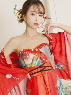 画像3: キャバドレス 和柄 キャバ嬢 節分 セットアップ 2P 前ミニ 流遊(S/M/L/XL)(レッド) (3)