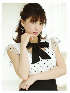 画像3: ドット ボウタイリボン ベルト付き ミニ丈 タイト Belsia(S/M/L/XL)(ホワイト) (3)