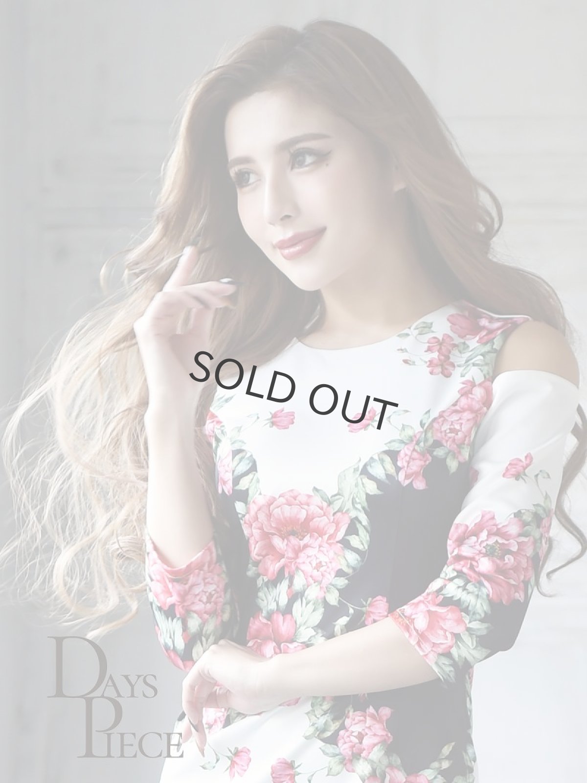 画像3: 大きいサイズ 花柄 オープンショルダー 七分袖 膝丈 DaysPiece(S/M/L/XL/XXL)(ホワイト) (3)