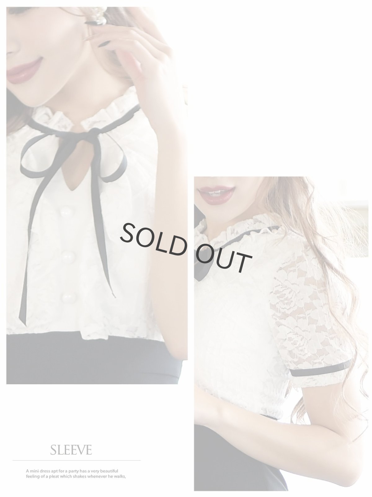 画像4: ボウタイリボン 袖付き バイカラー タイト 韓国スタイル DaysPiece(S/M/L)(ワイン/ホワイト) (4)