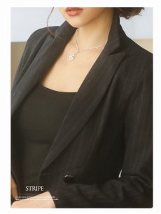 画像3: キャバスーツ ストライプ テーラード セレモニー 15号 大きいサイズ Belsia(S/M/L/2L/3L)(ブラック) (3)