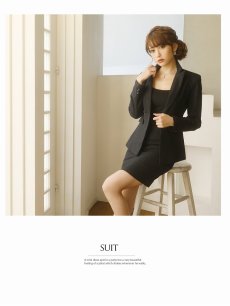 画像5: キャバスーツ ストライプ テーラード セレモニー 15号 大きいサイズ Belsia(S/M/L/2L/3L)(ブラック) (5)