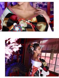 画像5: 着物 白地 桜 菊 和装 振袖 流遊(フリーサイズ)(ホワイト) (5)