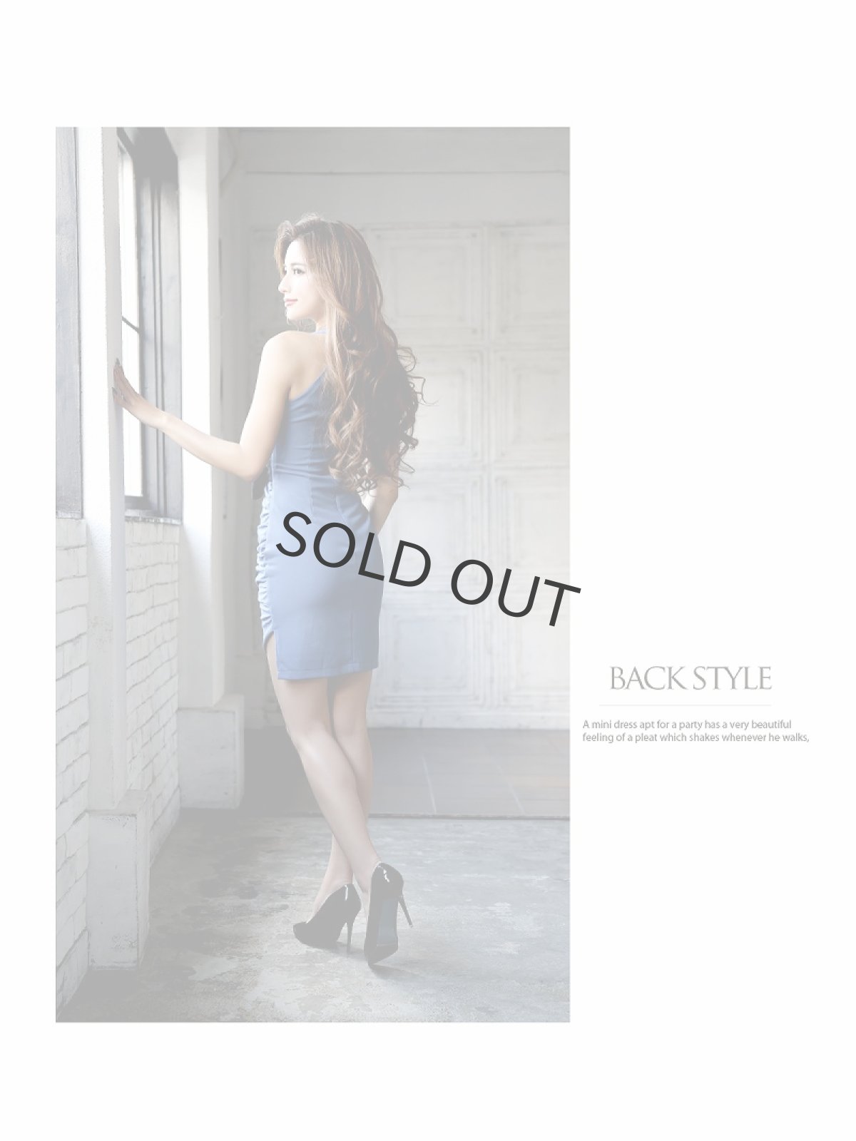 画像3: ワンショルダー キャバドレス タイト ホルターネック ウエストリボン DaysPiece(S/M/L)(ホワイト/ブルー/ワイン) (3)