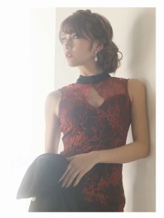 画像3: 総レース 七分袖 大きいサイズ コンパニオン キャバクラスーツ Belsia(S/M/L/XL)(ワイン) (3)