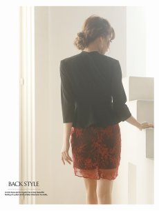 画像4: 総レース 七分袖 大きいサイズ コンパニオン キャバクラスーツ Belsia(S/M/L/XL)(ワイン) (4)