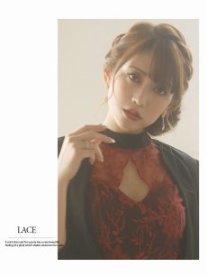 画像5: 総レース 七分袖 大きいサイズ コンパニオン キャバクラスーツ Belsia(S/M/L/XL)(ワイン) (5)
